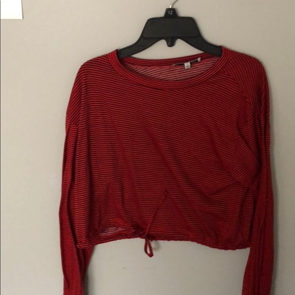 Super cute black and red striped top